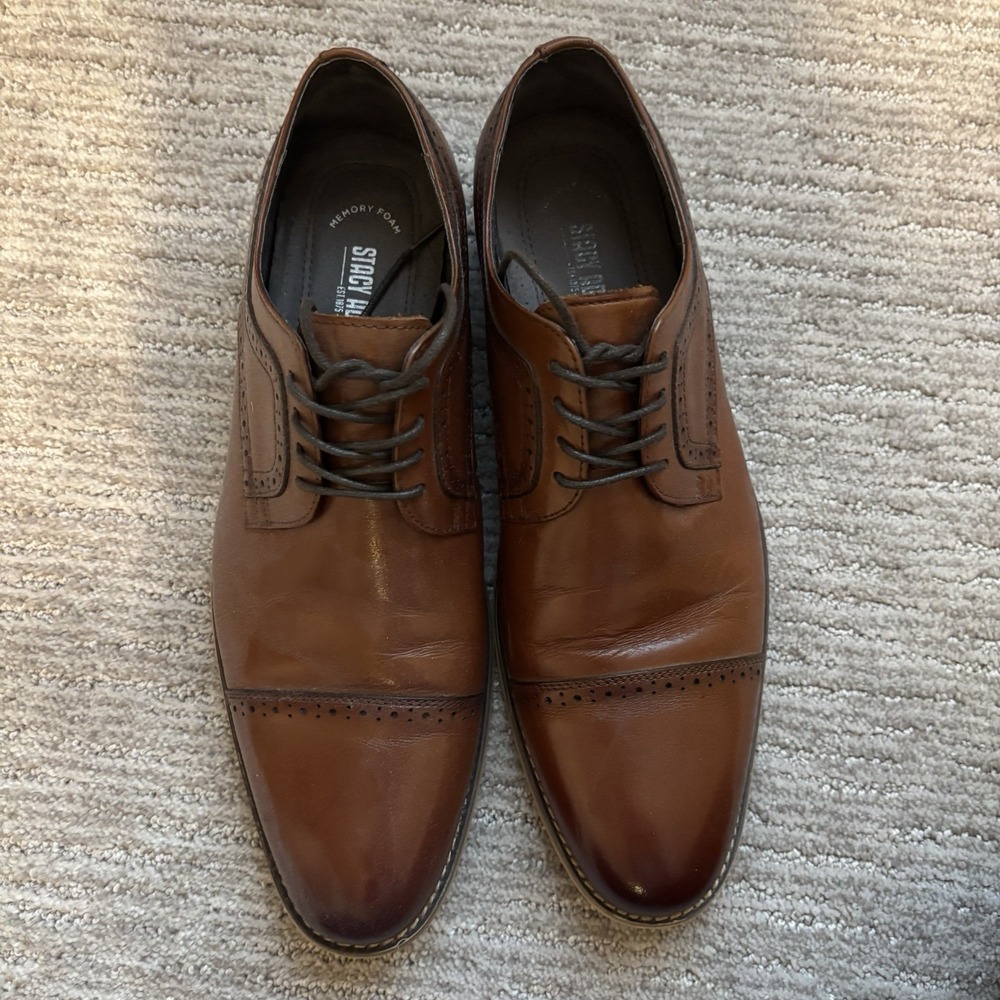 Stacy‎ Adams Leather Dickinson Cognac Brown Cap Toe Oxford Shoe Men's Size 11 M